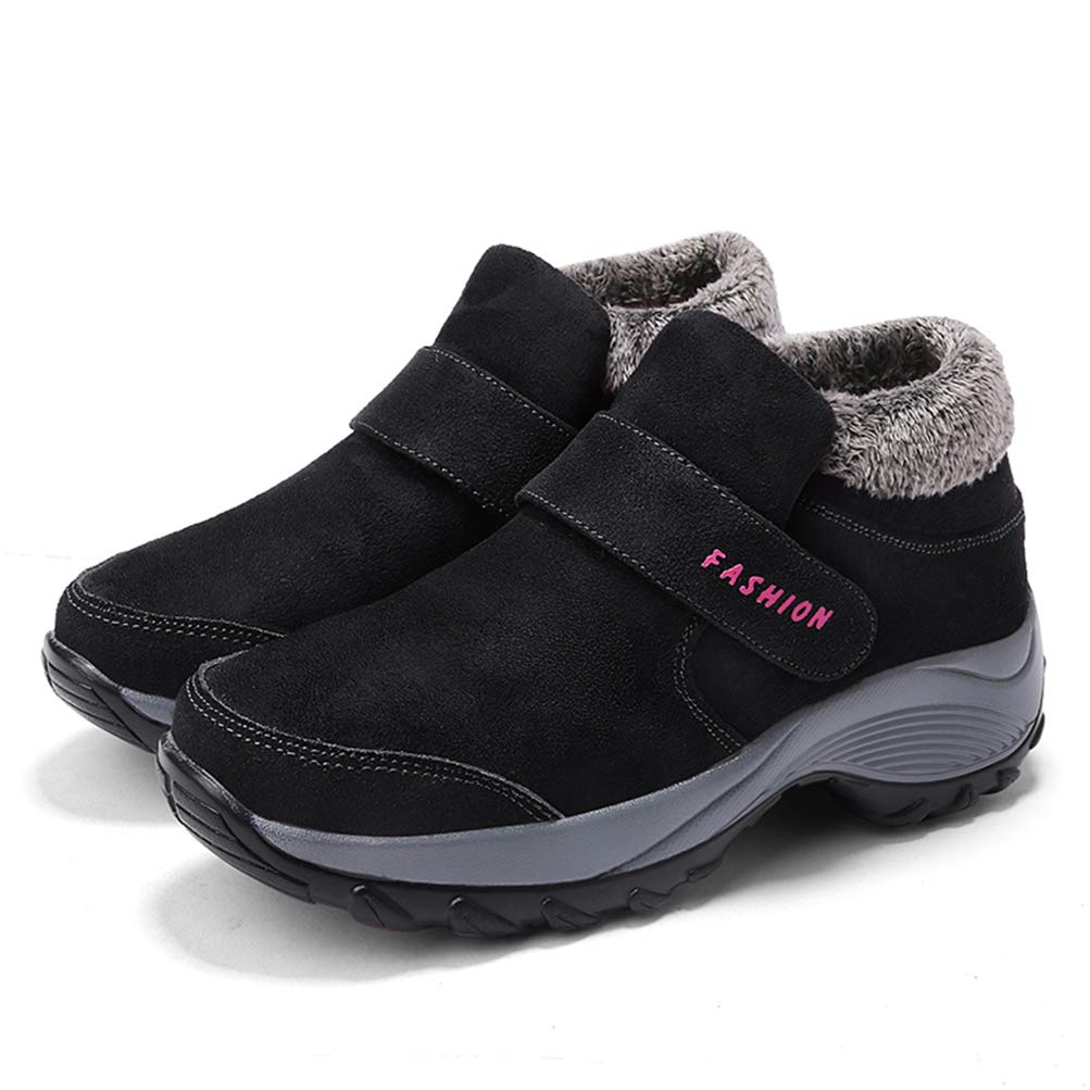 Toride Mujer Botas de invierno de gruesa Cálidas antideslizantes Senderismo Deportes casuales Hook & Loop Zapatillas de deporte al aire libre Zapatillas de deporte cortas de felpa Zapatos