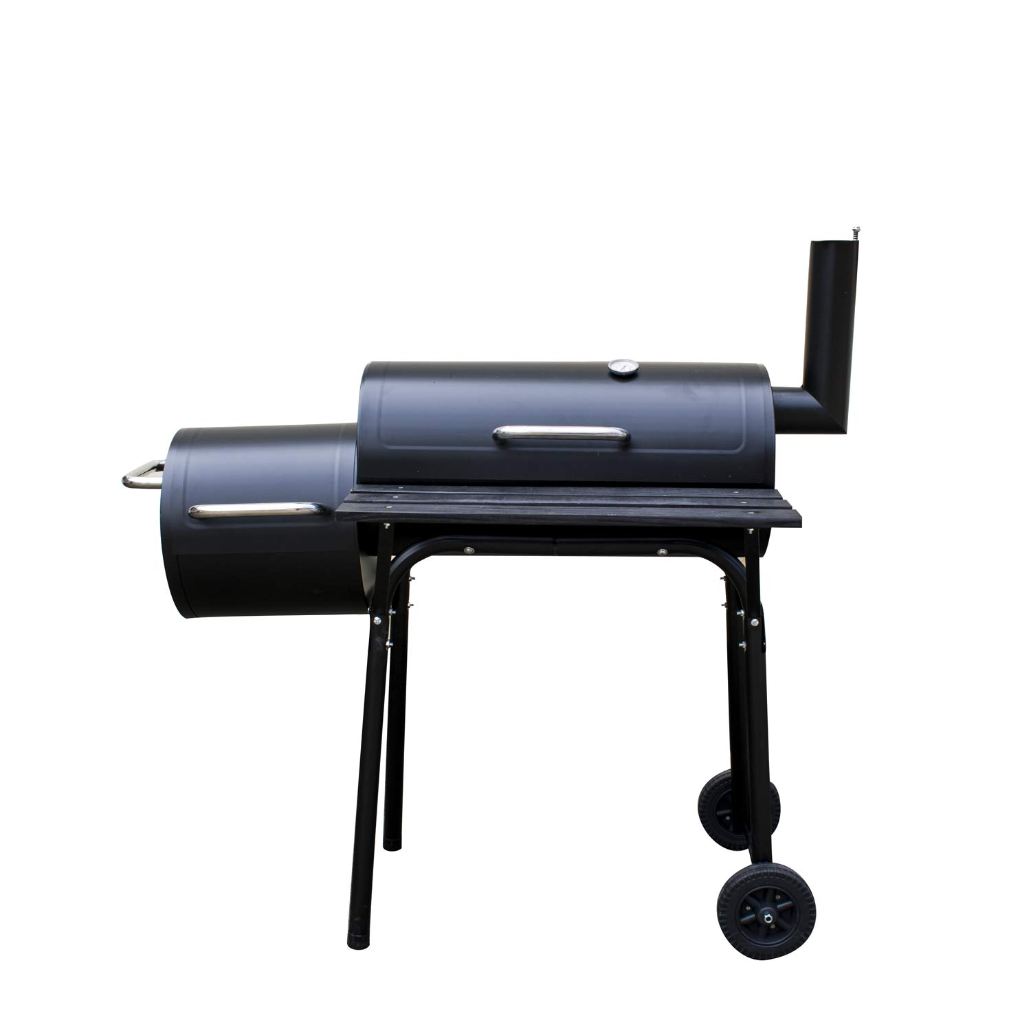 KCT Outdoor Portable Multifunction BBQ Smoker Grill With 2 Cooking Chambers, Intergrated Thermometer and Wheels for Garden Patio