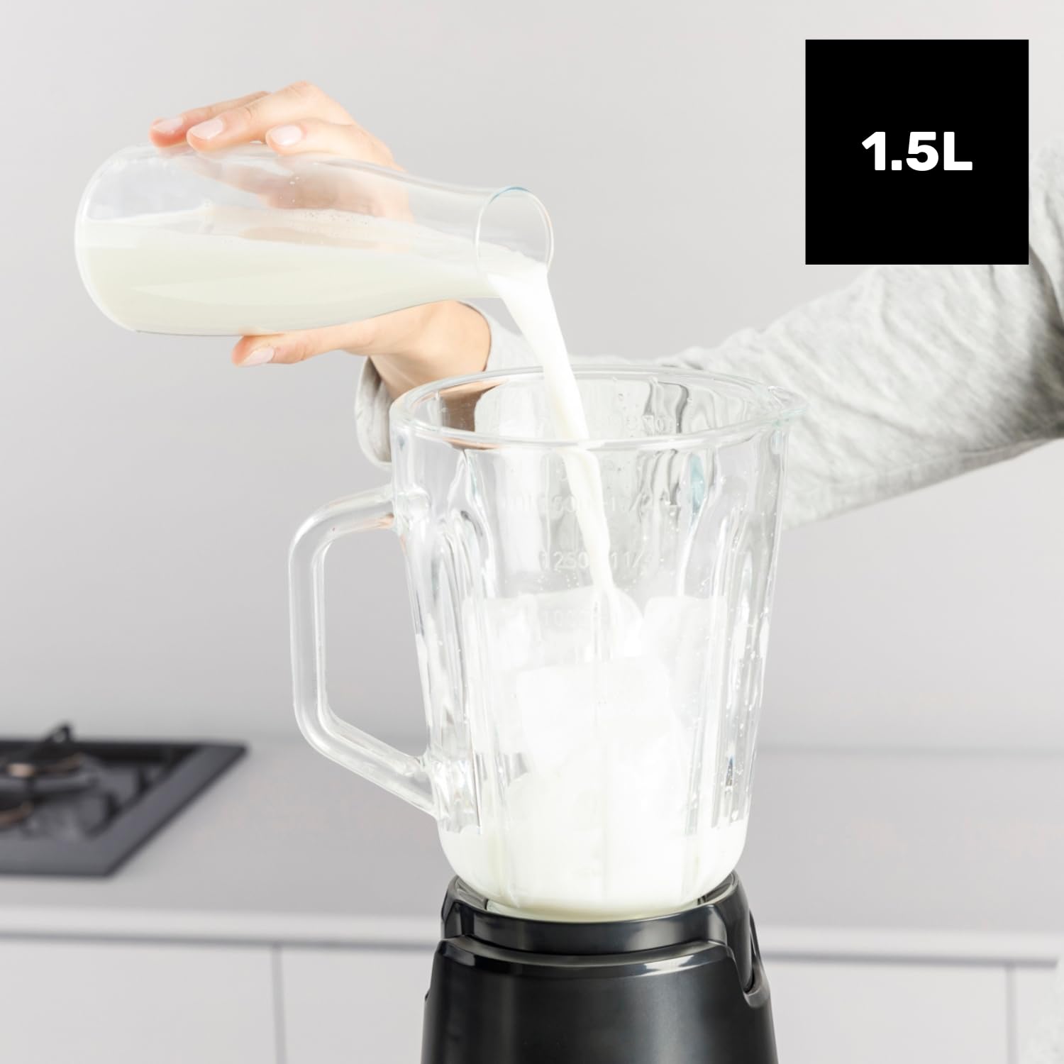 Taurus – Batidora vaso Magnum Press 1500 | Jarra cristal 1,5L | 1500W | 2 velocidades+Turbo | Cuchillas 4 filos Inox | Pica Hielo | Sistema bloqueo