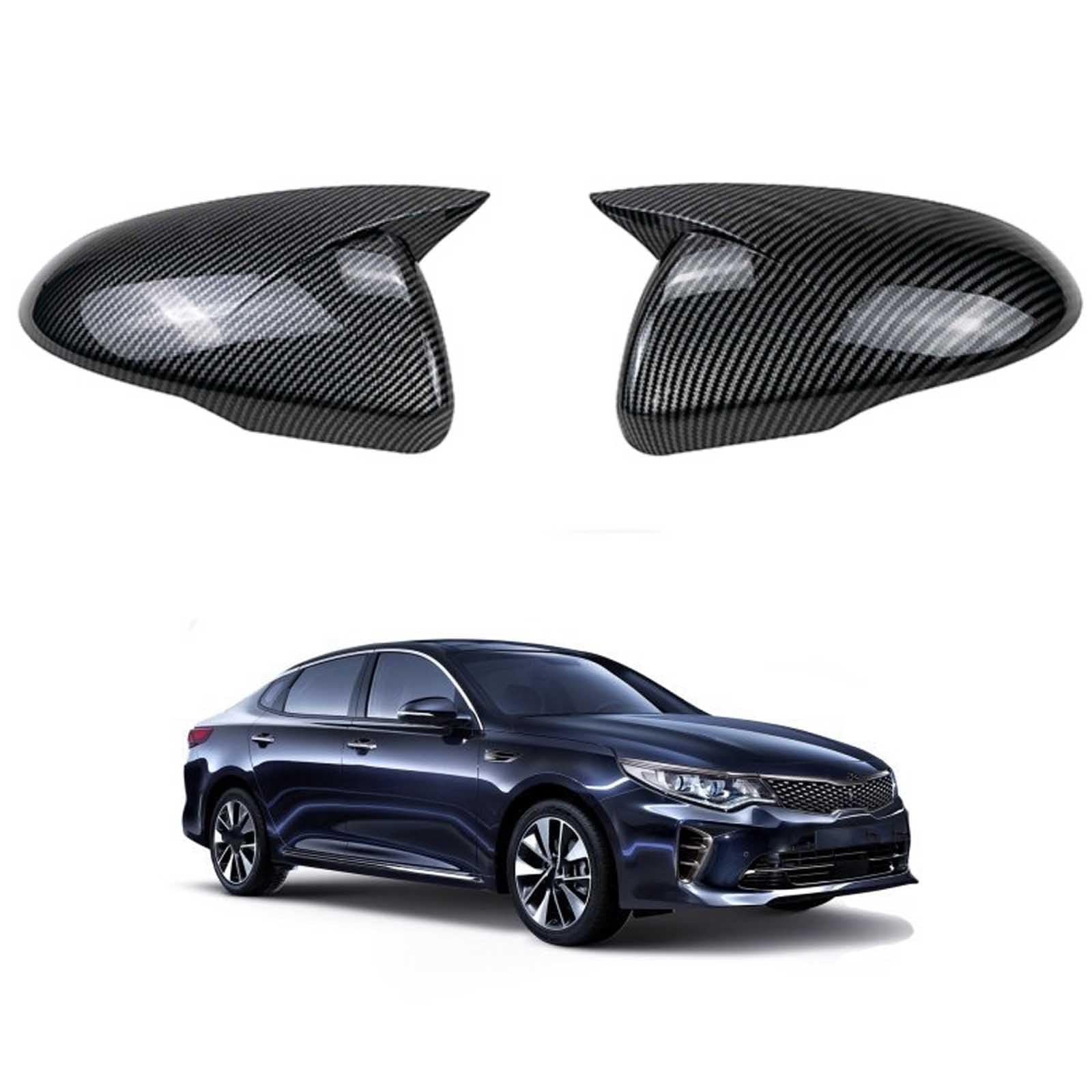 PAPEP Door Mirror Cover Caps for Kia K5 2016-2020, Left Right Side Wing Rearview Mirror Cover Lid 2 Pieces Exterior Styling Accessory,Carbon fiber texture