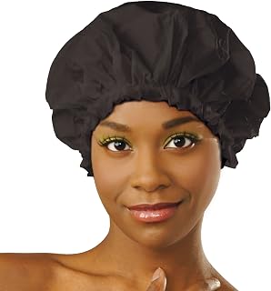 DONNA Shower Cap for Women - Reusable Waterproof Travel Accessories, X-Large, 1PC BLACK COLOR