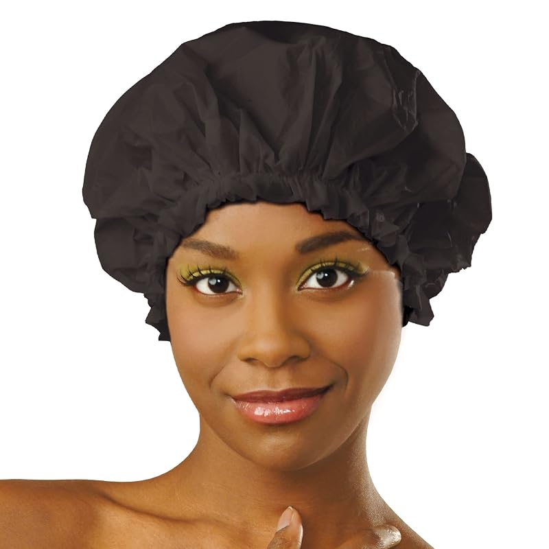 Touca de banho DONNA reutilizável impermeável para viagem, tamanho X-Large, preta