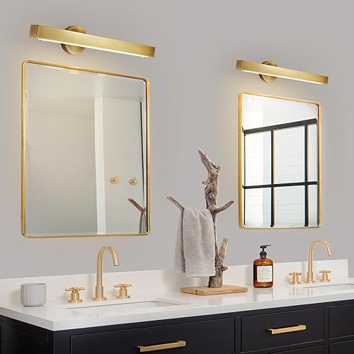 Miniatura 7 de Aplique de pared dorado para tocador, apliques de latón de 24 pulgadas, luz de imagen LED, lámpara de baño sobre espejo, aplique de pared interior,