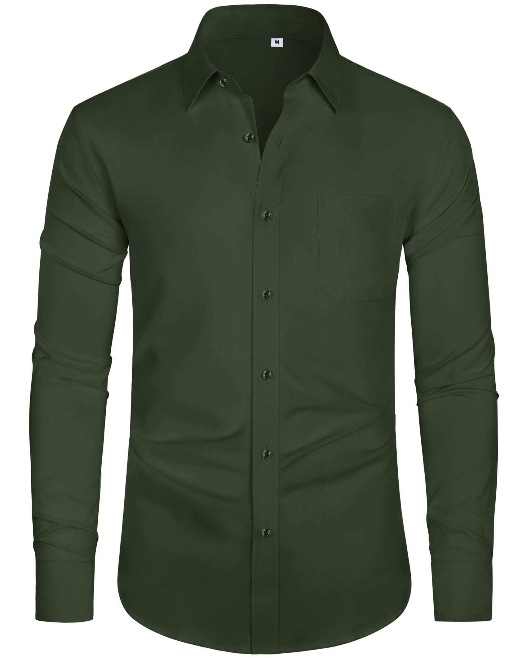 J.VER Business Hemd Herren Langarm Slim Fit Stretch Knitterfrei Elegant Gästehemd mit Elasthananteil,Armeegrün,4XL