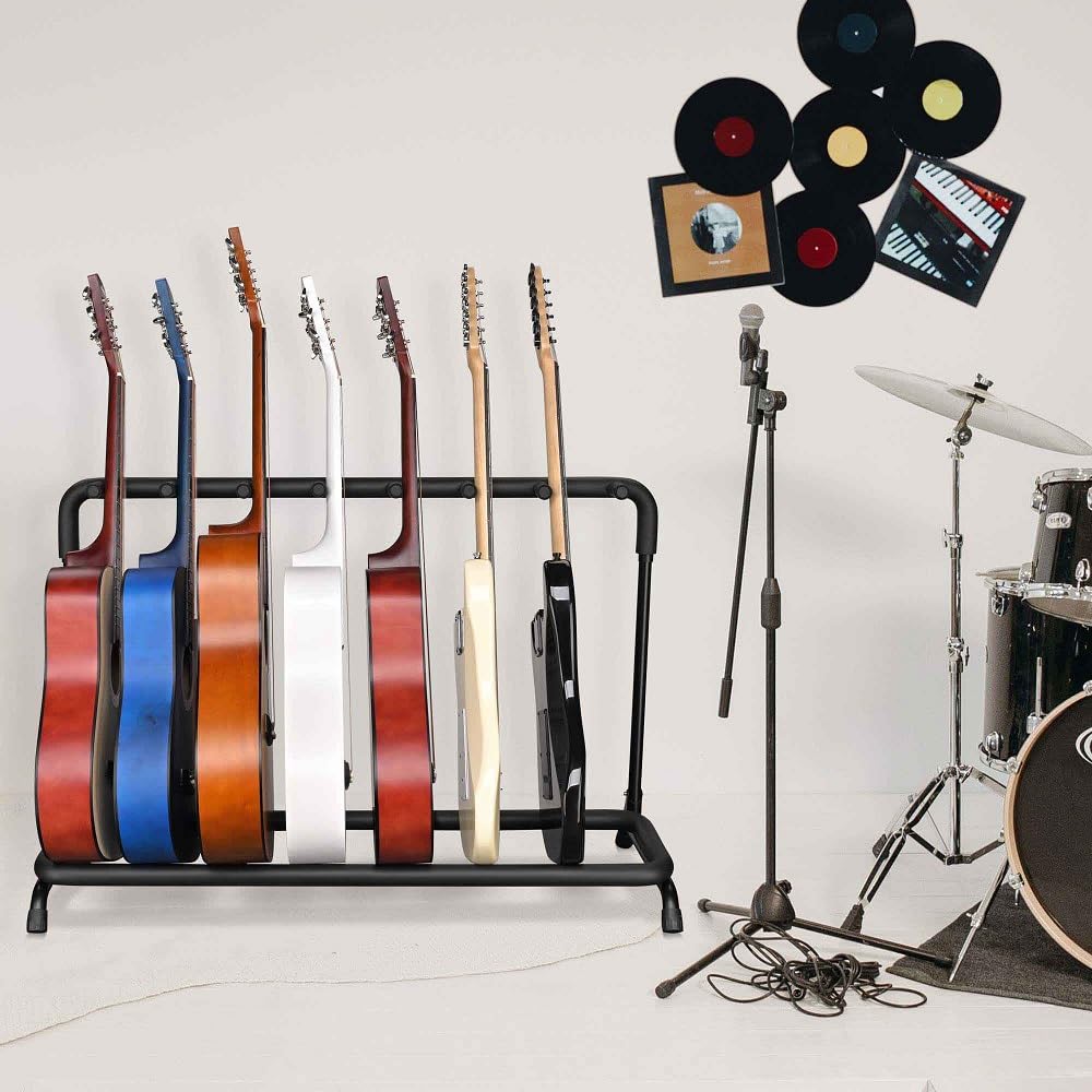 Soporte Para 7 Guitarras Zalydala - Plegable, Portátil, Con Acolchado Protector Y Base Antideslizante