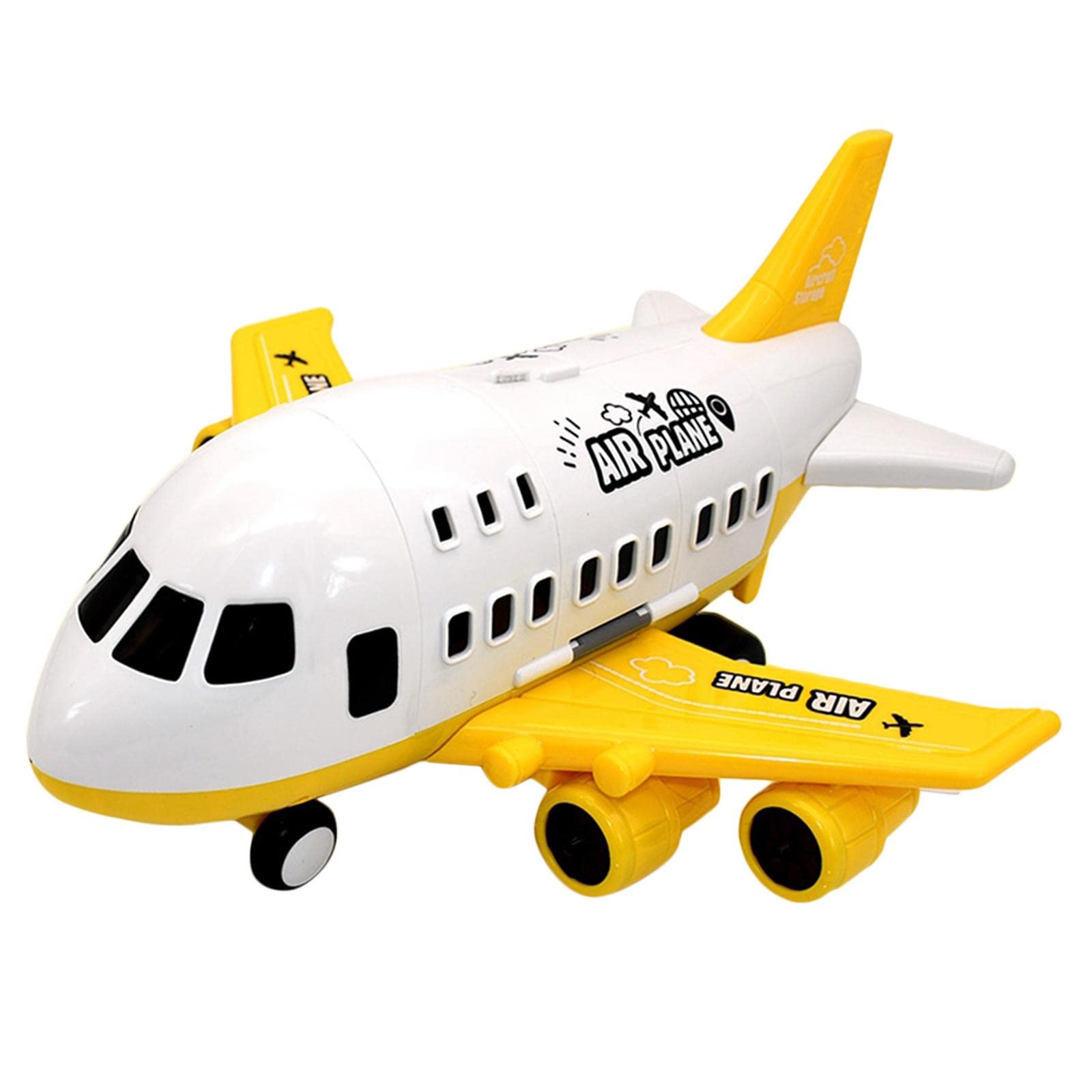 Juego de Avión de Juguete para Niños con Contenedor de Almacenamiento Y Pista de Inercia, Yellow_6 vehículos de construcción