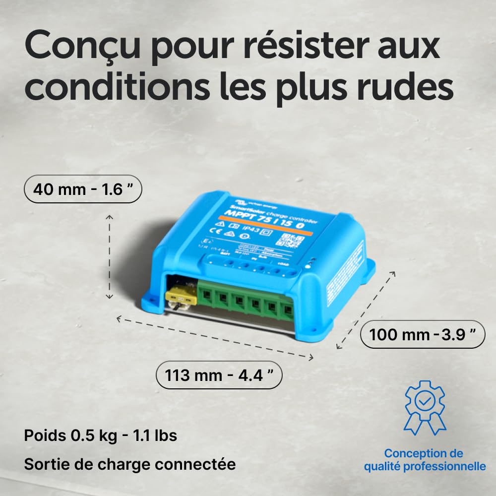 Victron Energy SmartSolar MPPT 75V 15 amp 12/24-Volt Contrôleur de Charge Solaire (Bluetooth) | Contrôleurs de charge Bluetooth pour panneaux solaires