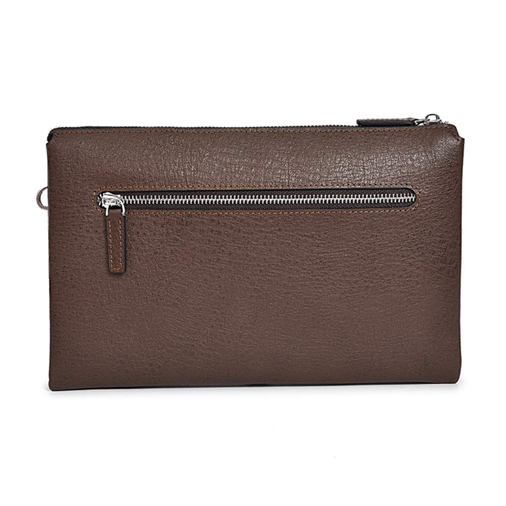 BALIDIYA - Pochette da uomo in pelle, con chiusura a polso, borsa da lavoro con cerniera