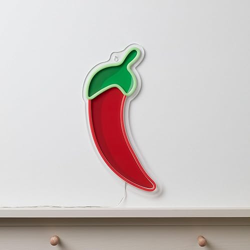 Miniatura 2 de Lights4fun, Inc. - Letrero de luz LED de neón de chile rojo de 15.7 pulgadas, decoración de fiesta de Cinco de Mayo