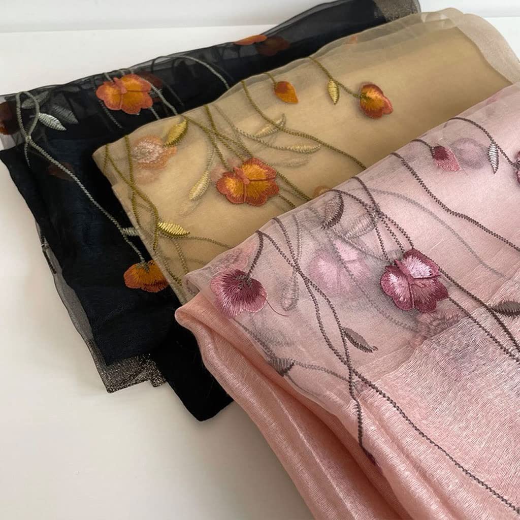 Jedwabny szalik wełniany nadruk kwiatowy hafty szaliki moda damska cienkie, długie szaliki szaliki jesienno-zimowy jedwabny szal/45(Pink)