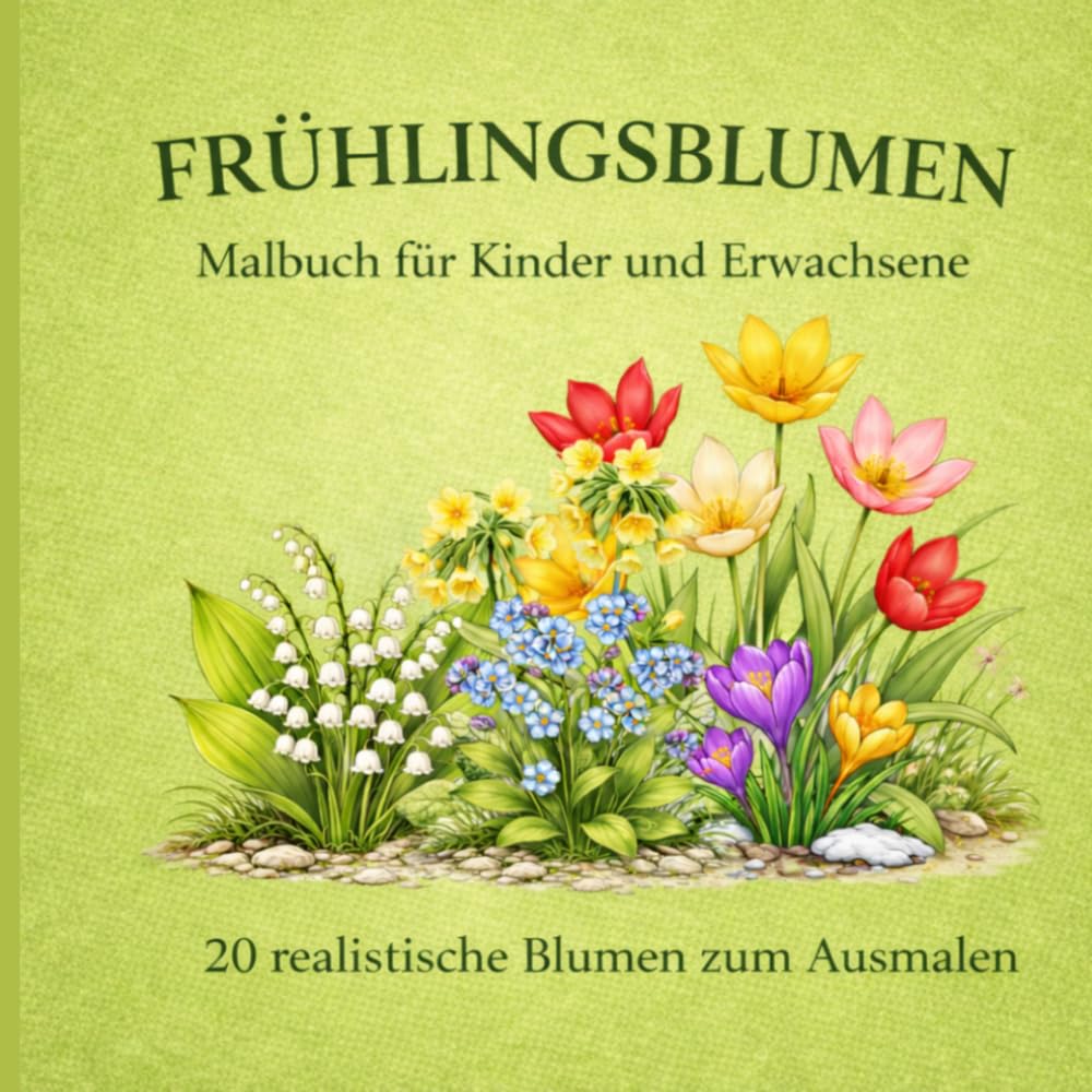 FRÜHLINGSBLUMEN: Malbuch für Kinder und Erwachsene | 20 realistische Blumen zum Ausmalen: Entspannendes Malbuch mit realistischen Frühlingsblumen – ... | Perfekt zum Abschalten und Stressabbau
