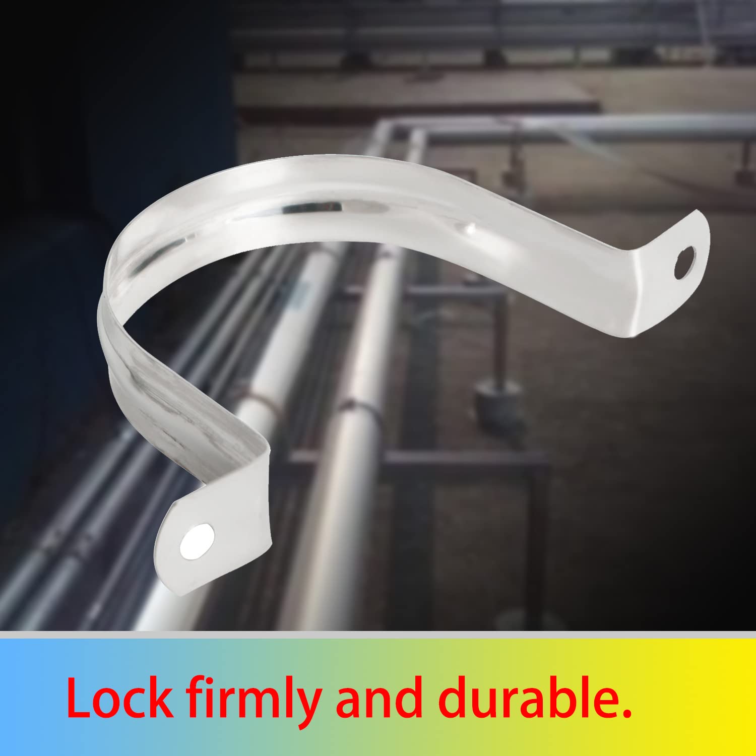 Aopin 100mm Rigid Pipe Strap Clamp 2 Holes Strap U Bracket Tube Strap Tension Clips 201 Stainless Steel, for Pipe Fixing, Silver, 4Pcs 1