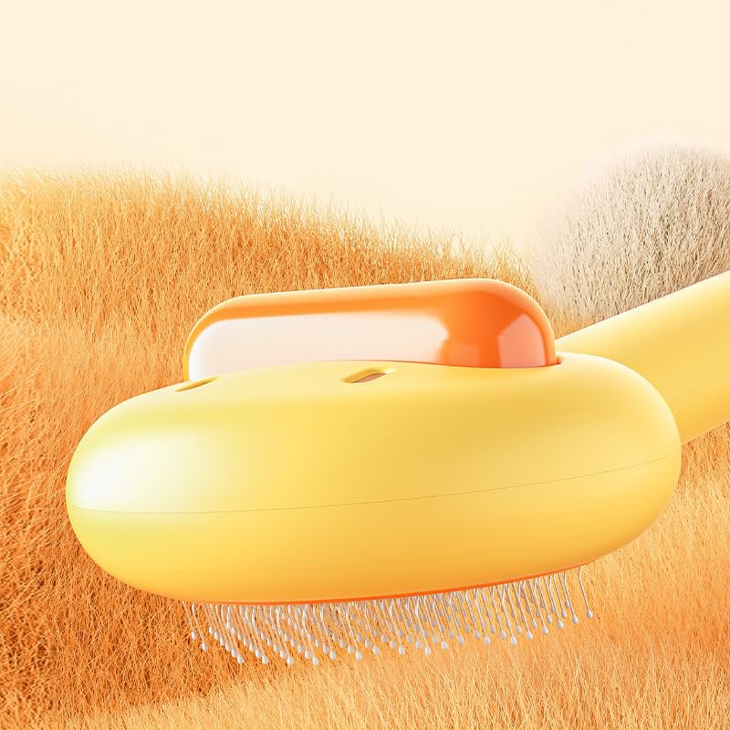 Luckieco Self-Cleaning Pet Grooming Brush with 140 Bent Teeth – Cute Duck Slicker Brush for Cats & Dogs, Gentle Deshedding Tool Removes Loose Fur Easily image 5