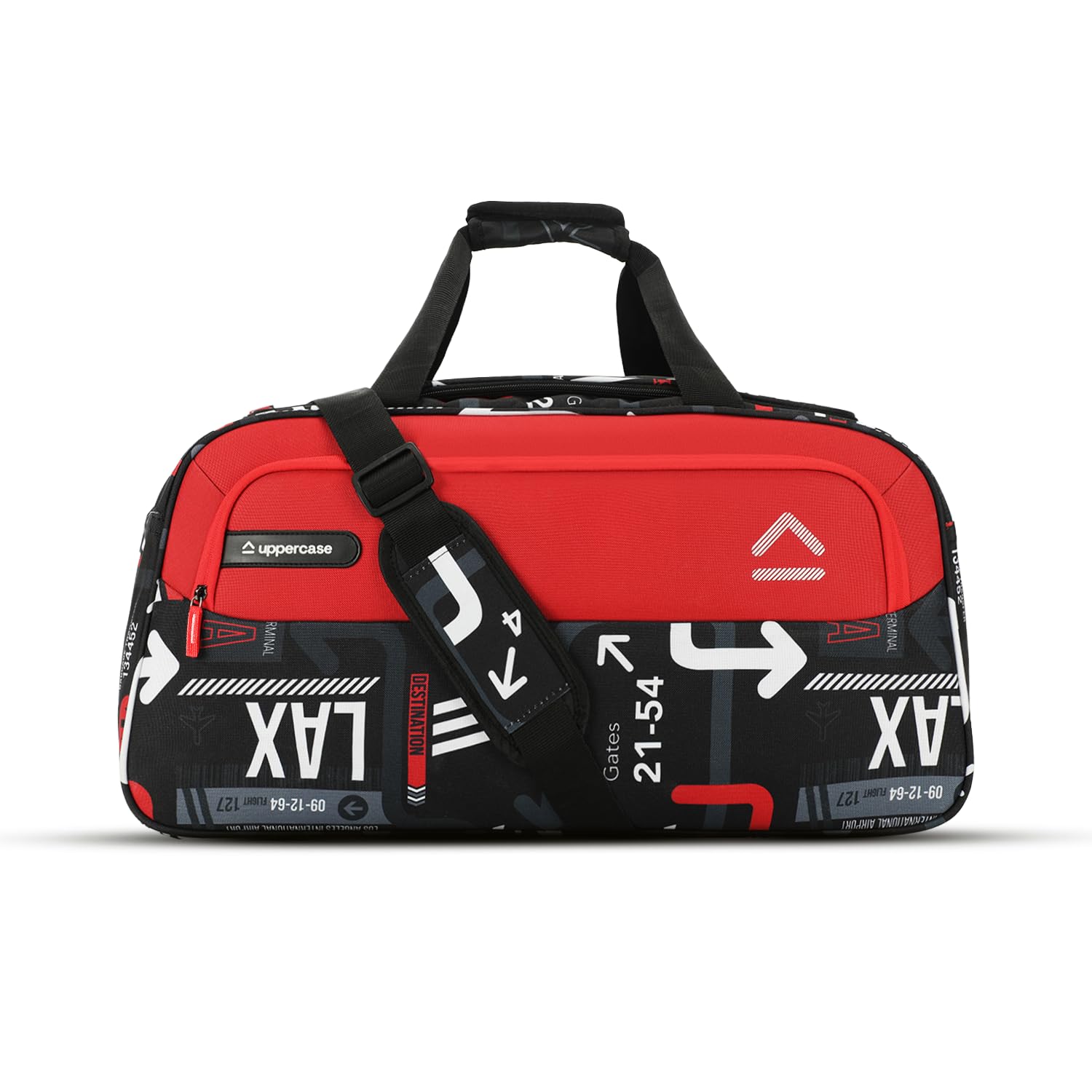 JFK 55 Cm Duffle Bag | 44 LTS |Dust Resistant Travel Polyester Duffle Bag | Spacious Main Compartment|Adjustable Shoulder Strap | Sustainable Duffle Bags for Women & Men|(Red)-image-8