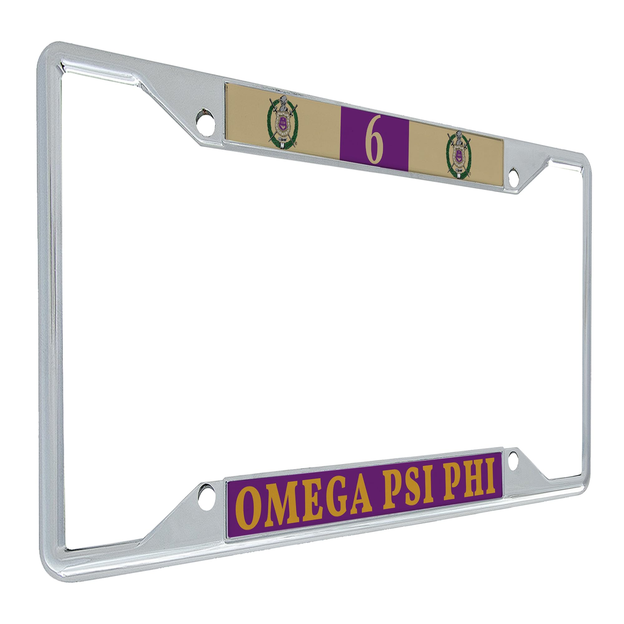 Desert CactusOmega Psi Phi License Plate Frame Car Tag Holder for Front or Back of Car Sigma (Metal - #6)
