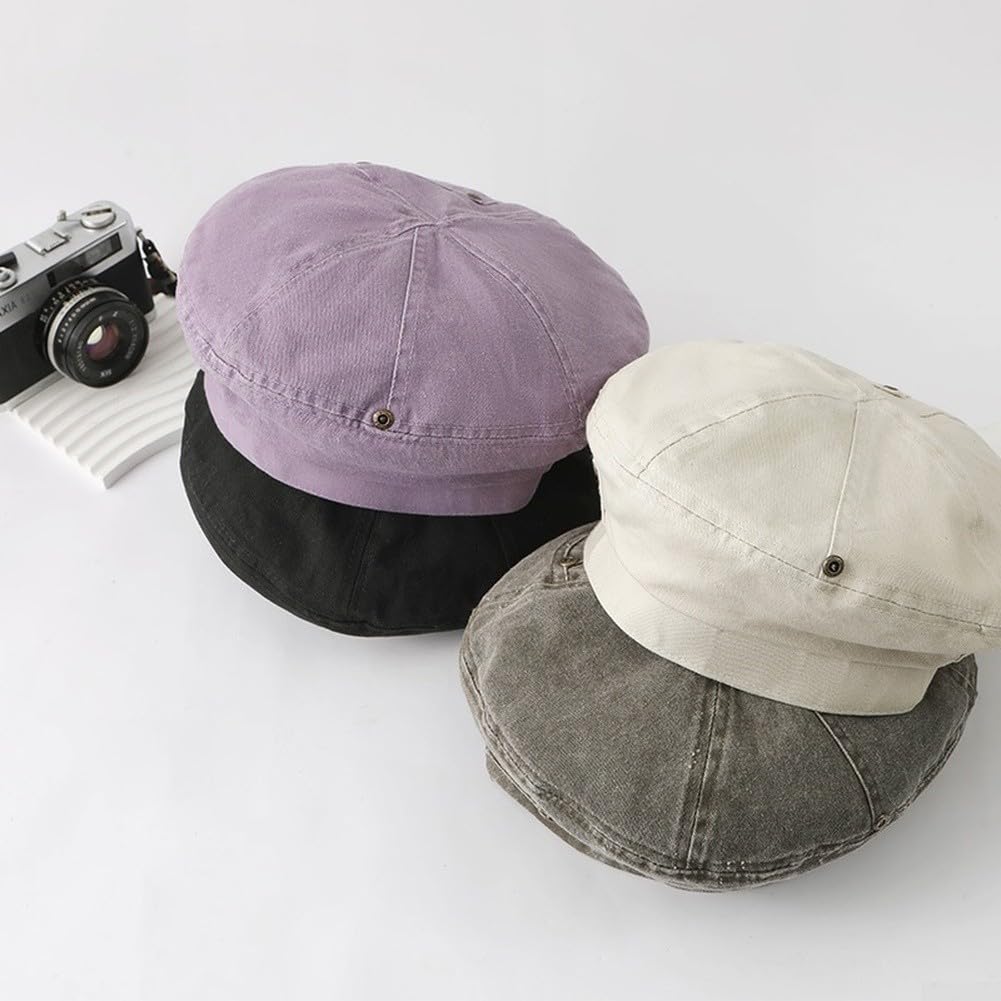 para boina de Algodón Lavado para estilo Japonés Vintage para Mujer
