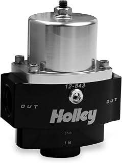 Holley 12-843 10AN Inlet / 2 x 8AN Outlet 4.5-9 PSI Adjustable Billet Fuel Pressure Regulator, Black Anodized