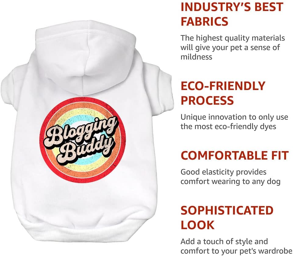 Blog Buddy Dog Hoodie - Dog Quotes - Retro Design - Gray, L