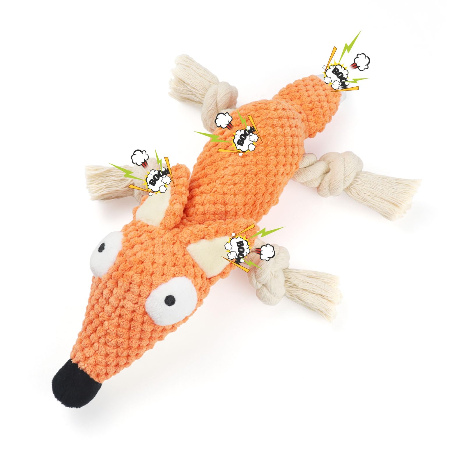 HISANDUK Dog Plush Toy, Soft Stuffed Fox Toys with Crinkle Paper, Durable Interactive Chew Pet Supplies for Puppies, Cute ...