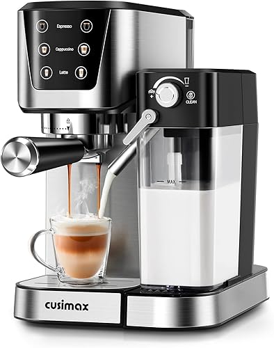 Máquina de café expreso y capuchino de 20 bares, máquina de café con espumador de leche automático, máquina de café expreso en diseño de acero
