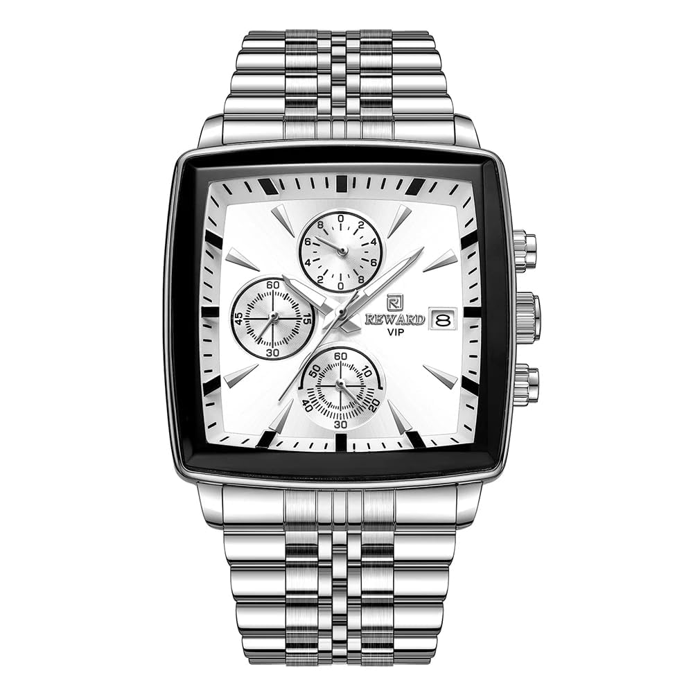 Montre rectangulaire à quartz pour homme - Montre d'affaires de luxe - Aiguilles lumineuses - Étanche