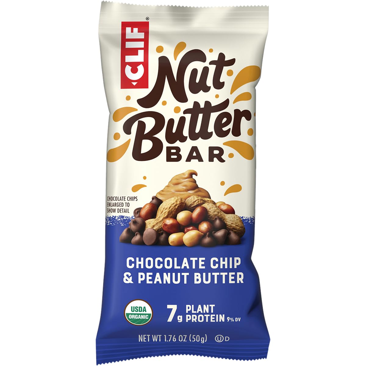 CLIF Nut Butter Bar - Chocolate Chip & Peanut Butter - Filled Energy Bars - Non-GMO - USDA Organic - Plant-Based - Low Glycemic - 1.76 oz., 5 Count (Pack of 6)