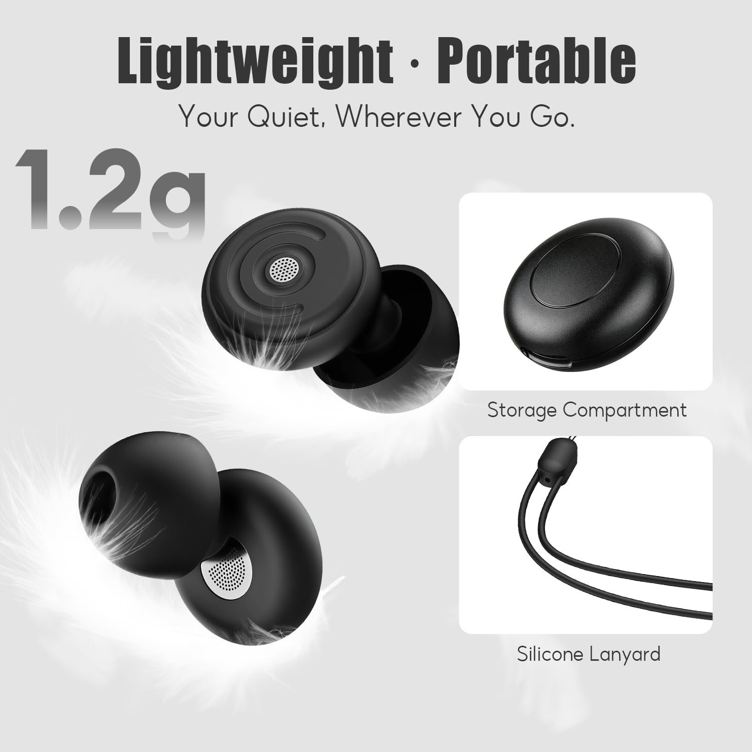 Tapones para los oídos con cancelación de ruido de 55 dB para dormir, tapones de silicona reutilizables para ronquidos, personas que duermen de lado y viajes en avión