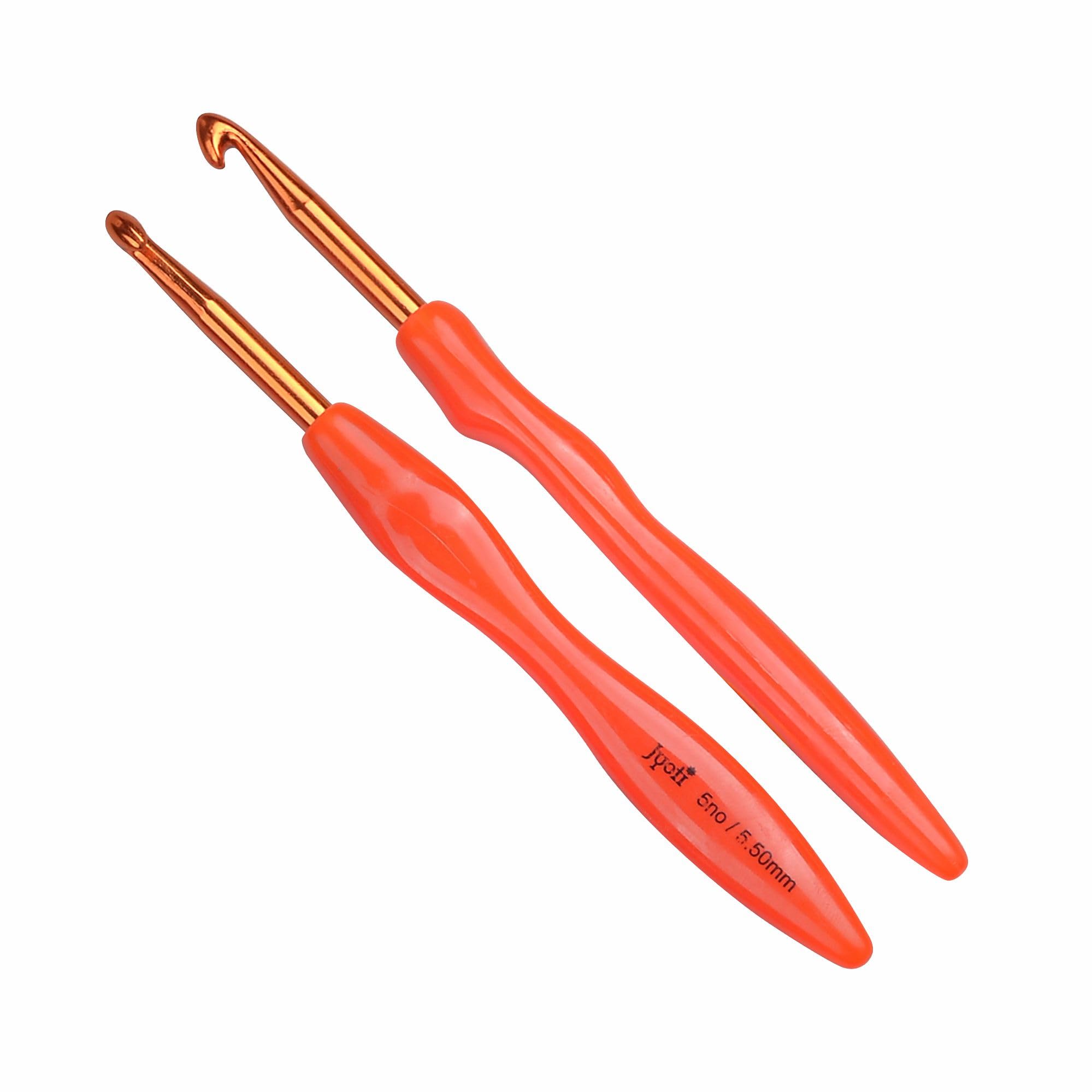 Jyoti Crochet Hook with Soft Plastic Handle, Aluminium Knitting Needle, Weaving & Yarn Craft, Sewing & DIY Art for Beginner & Professional, # 15788 (Length 6"/15cm of Size 5/5.5mm) - Pack of 5 Pieces-picture-12