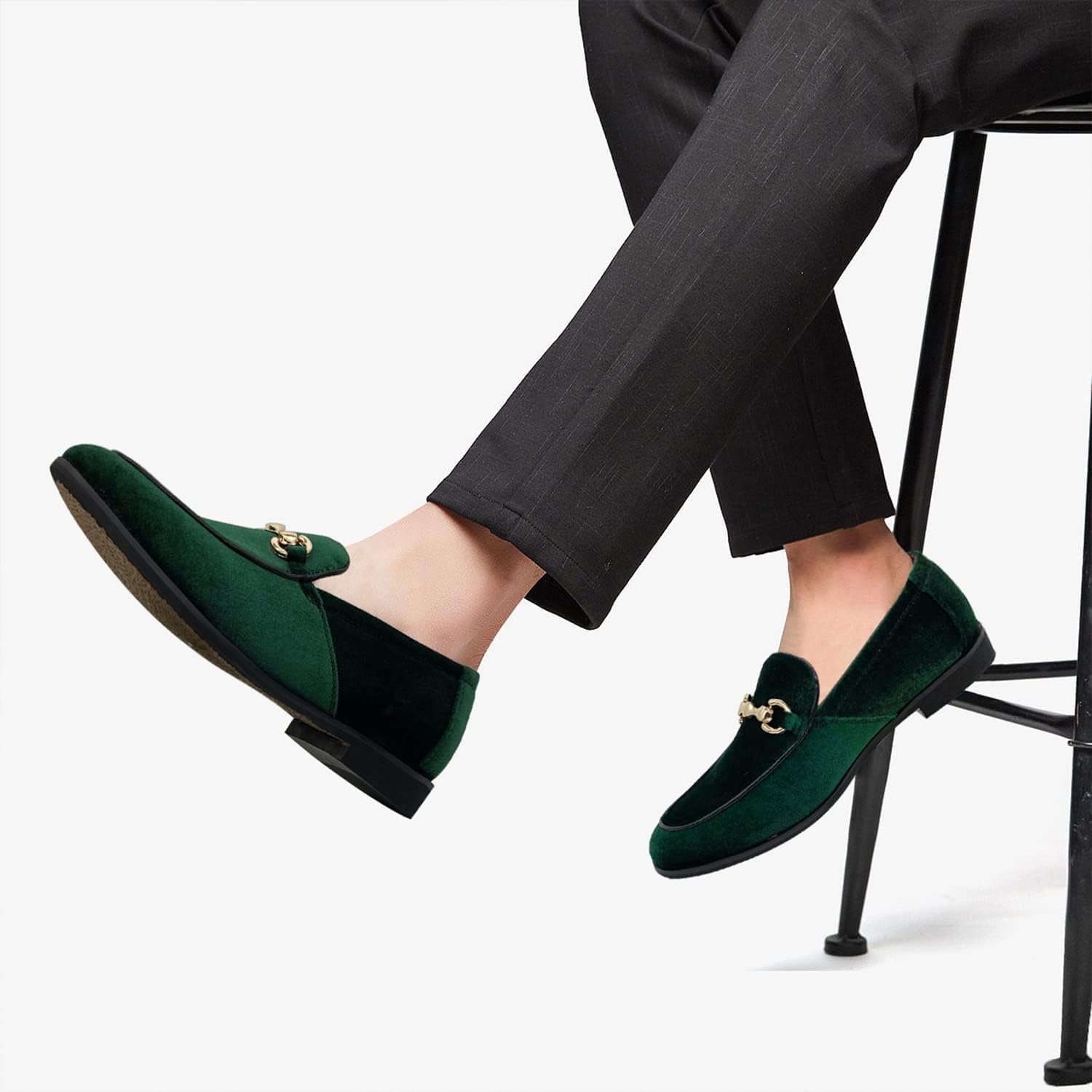 MHB Men's Multiple Colors Velvet Loafer Slip-on Tuxedo Dress Shoes Glitter Suede Smoking Slipper - Image 4