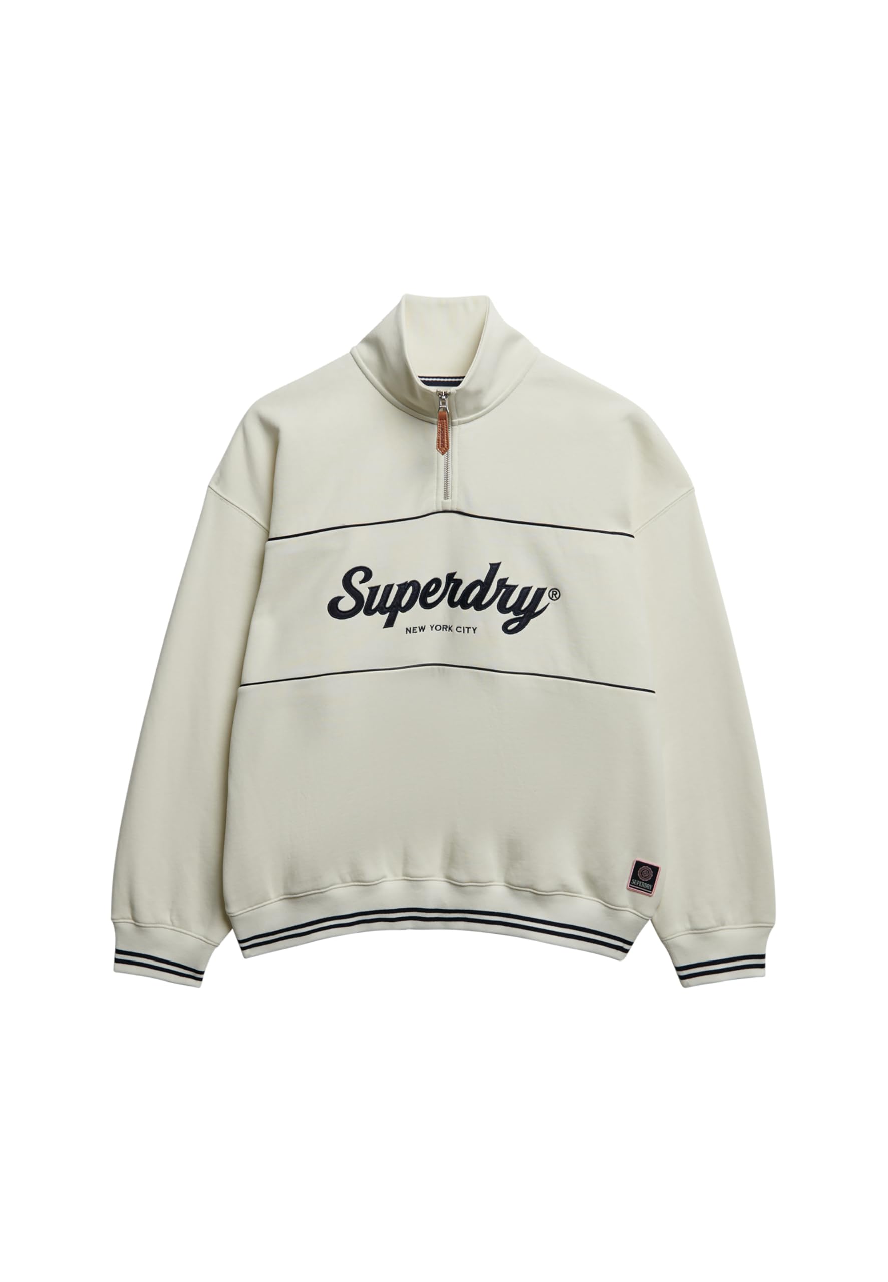 Superdry Women's Off-White Country Club Loose Half Zip Sweatshirt L