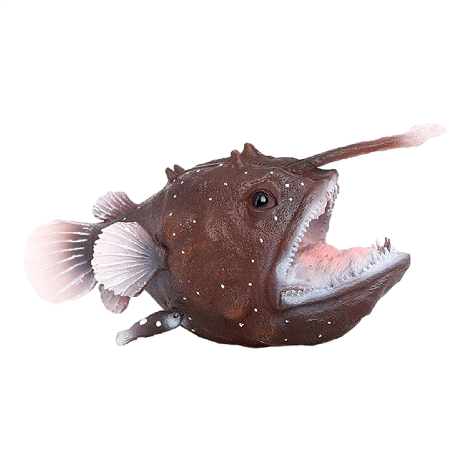 Angler Fish Figurine - Realistic Miniature Sea Animal Toy | 5.3 Inch PVC Marine Life Model For Aquarium Decor Kids Educational Play Deep Creatures Sculpture Desktop Ornament Photography Props