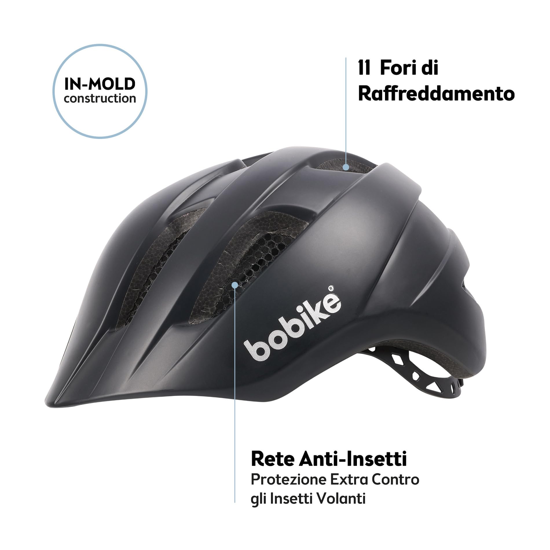 Bobike Exclusive Plus Helmet 8742000004 – Casco Bici Bebè/Bambino Piccolo, Multisport, 11 Prese D’Aria, Sicurezza Riflettente, Rete Anti-Insetti, Regolabile, XS, 2–3 Anni, 46–52 Cm, Grigio Urbano