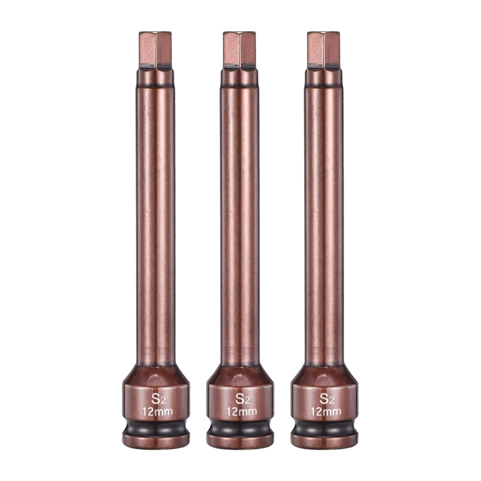 sourcing map 3pcs Impact Hex Bit Socket 1/2" Drive 12H (12mm) Hex Bits 6" Length S2 Steel Metric Impact Wrench Socket Adapter Tool for Automotive Repair Industrial Construction and Home DIY — image 1