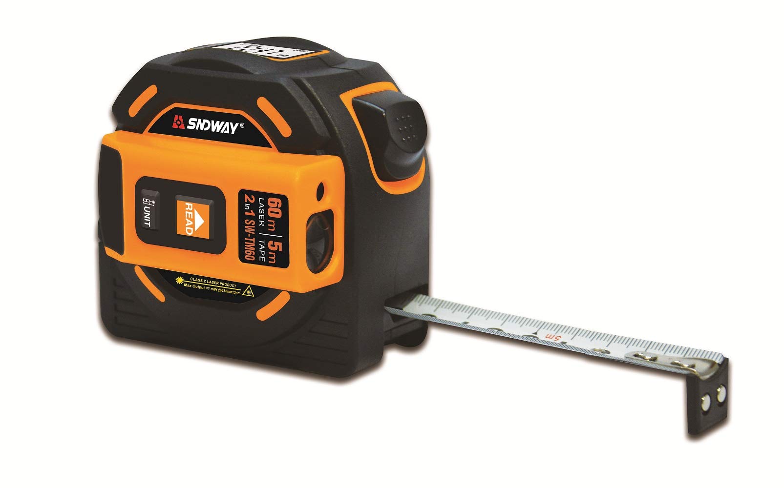 SNDWAY laser distance meter range finder 40M laser tape measure digital retract (60M)