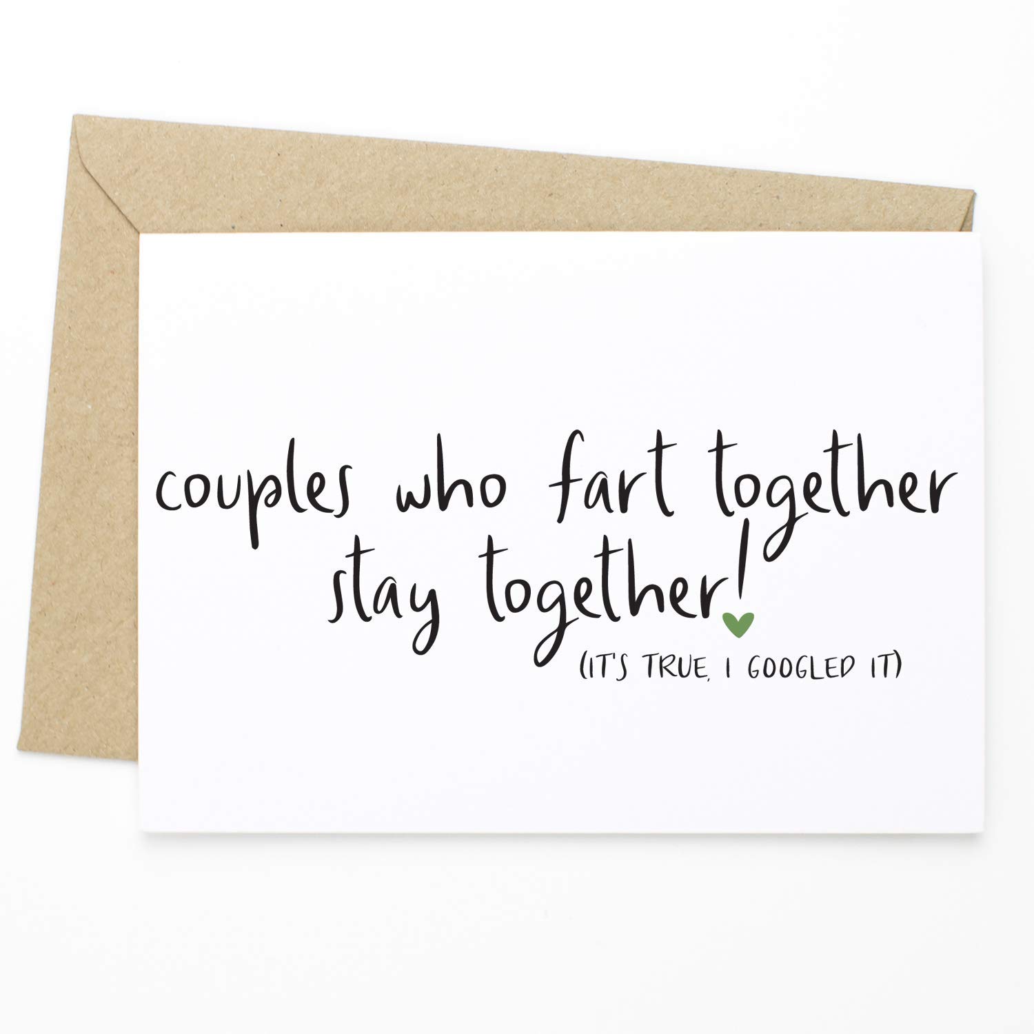 Funny Valentine's Day Card, Anniversary Card, Birthday Card for Her, Funny I Love You Card for Him - Couples Who Fart Together Stay Together (It's True, I Googled It) - T10