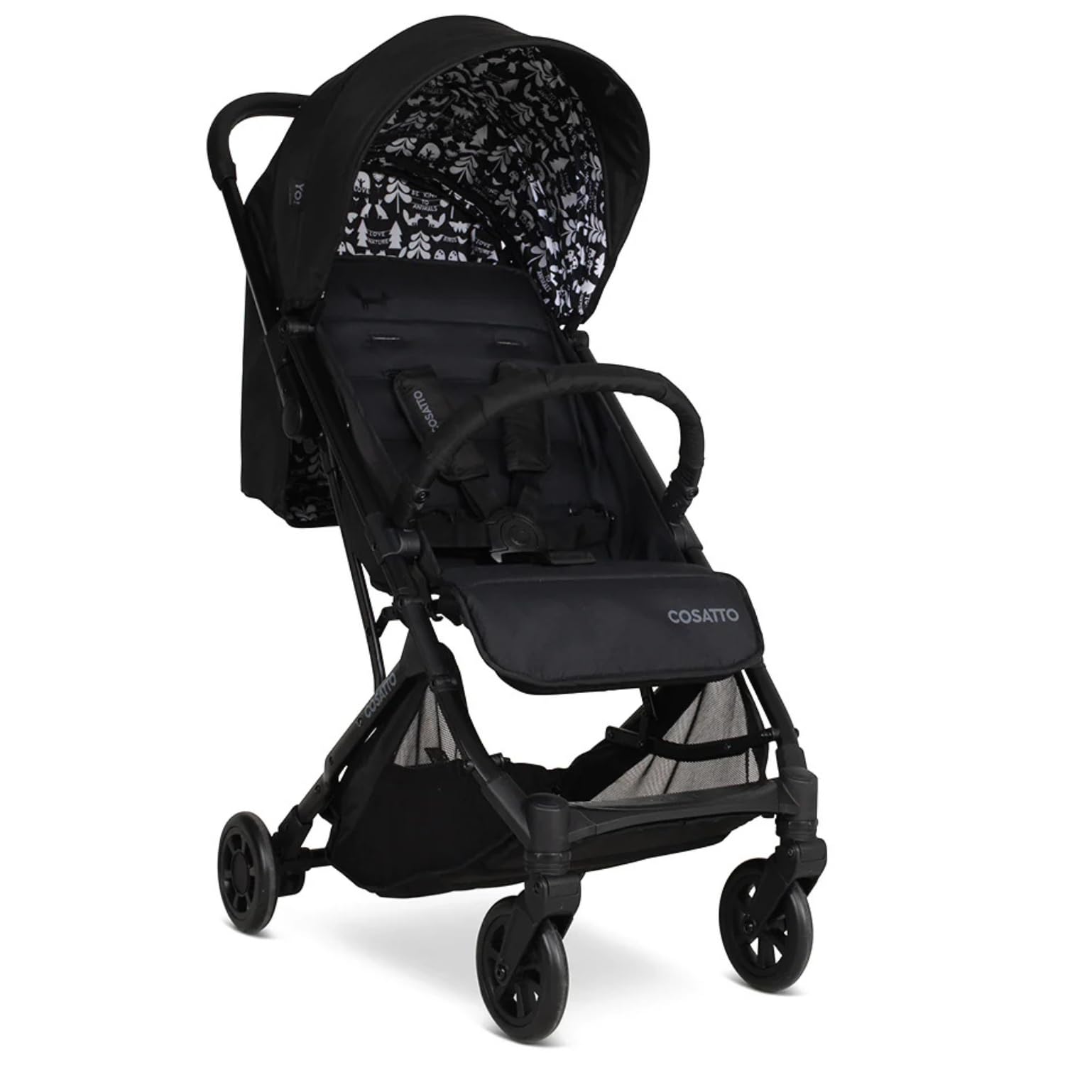 COSATTO Yo! - Passeggino leggero e compatto dalla nascita fino a 25kg,Compatibile con compagnie aeree, si inserisce nell'armadietto sopraelevato, ampio cestino da 8kg con parapioggia (silhouette)
