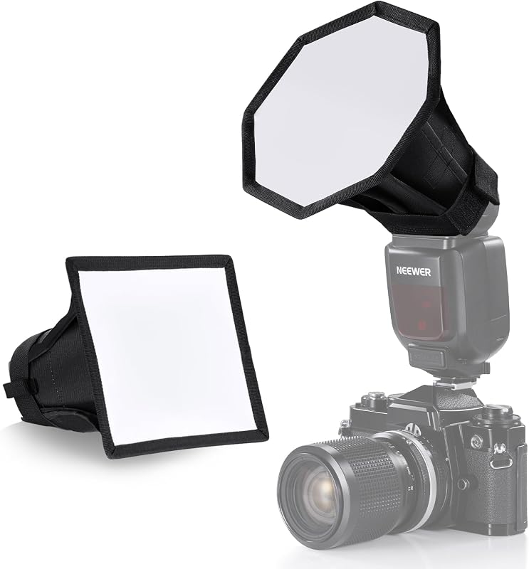 NEEWER NS5P Upgraded Flash Diffuser Speedlight Softbox Foldable 2 Pack | 5.9"/15cm Octagon, 6"x5" Rectangular, for Z2 Z1 V1 Round Head Flashes, Compatible with Godox Sony Nikon Canon Flash