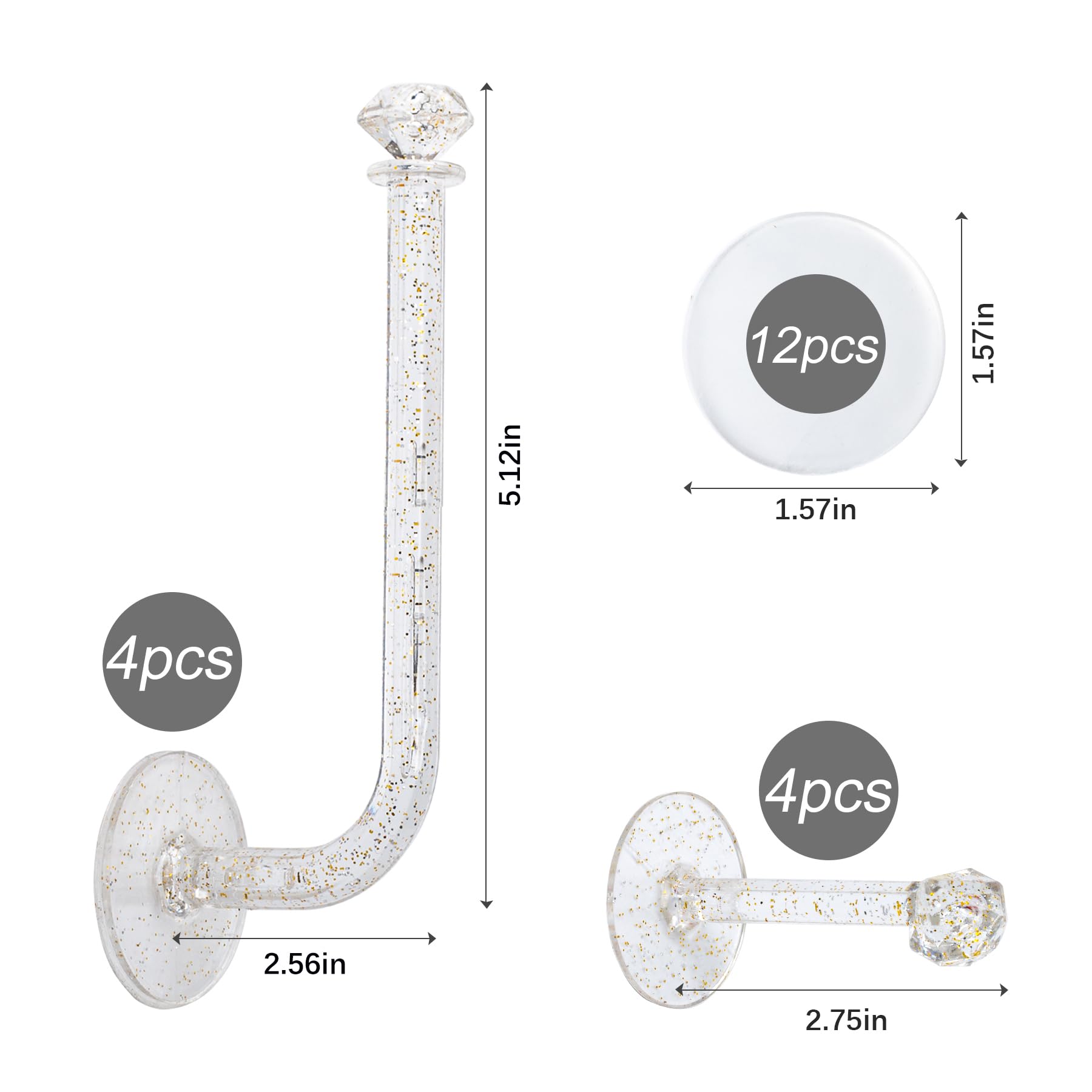 8 soportes para diadema, organizador de accesorios para el cabello para niñas, almacenamiento para diadema, lazos para el cabello, acrílico transparente con purpurina, soporte para coletero,