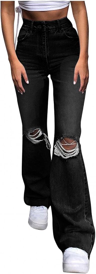 Amazon.com: Lingbing Y2K - Jeans de moda para mujer, adolescentes y niñas de  los años 90, pantalones acampanados casuales, de cintura alta, pantalones de  mezclilla holgados : Ropa, Zapatos y Joyería