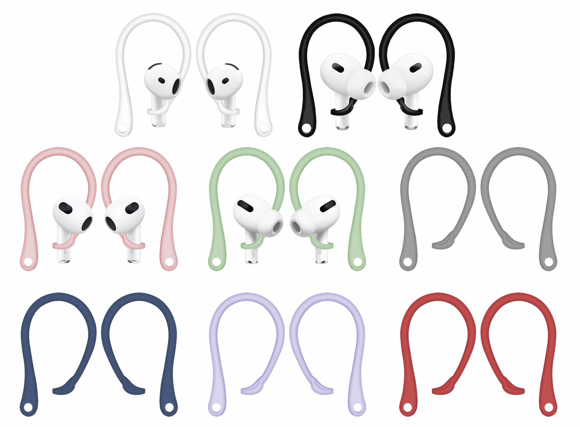 A-Focus 8 Pairs Ear Hooks for AirPods 4 3 2 1, Anti-Slip, Ergonomic Design, Clip Ergonomic Design Sport Accessories Compatible with AirPods Pro 2nd