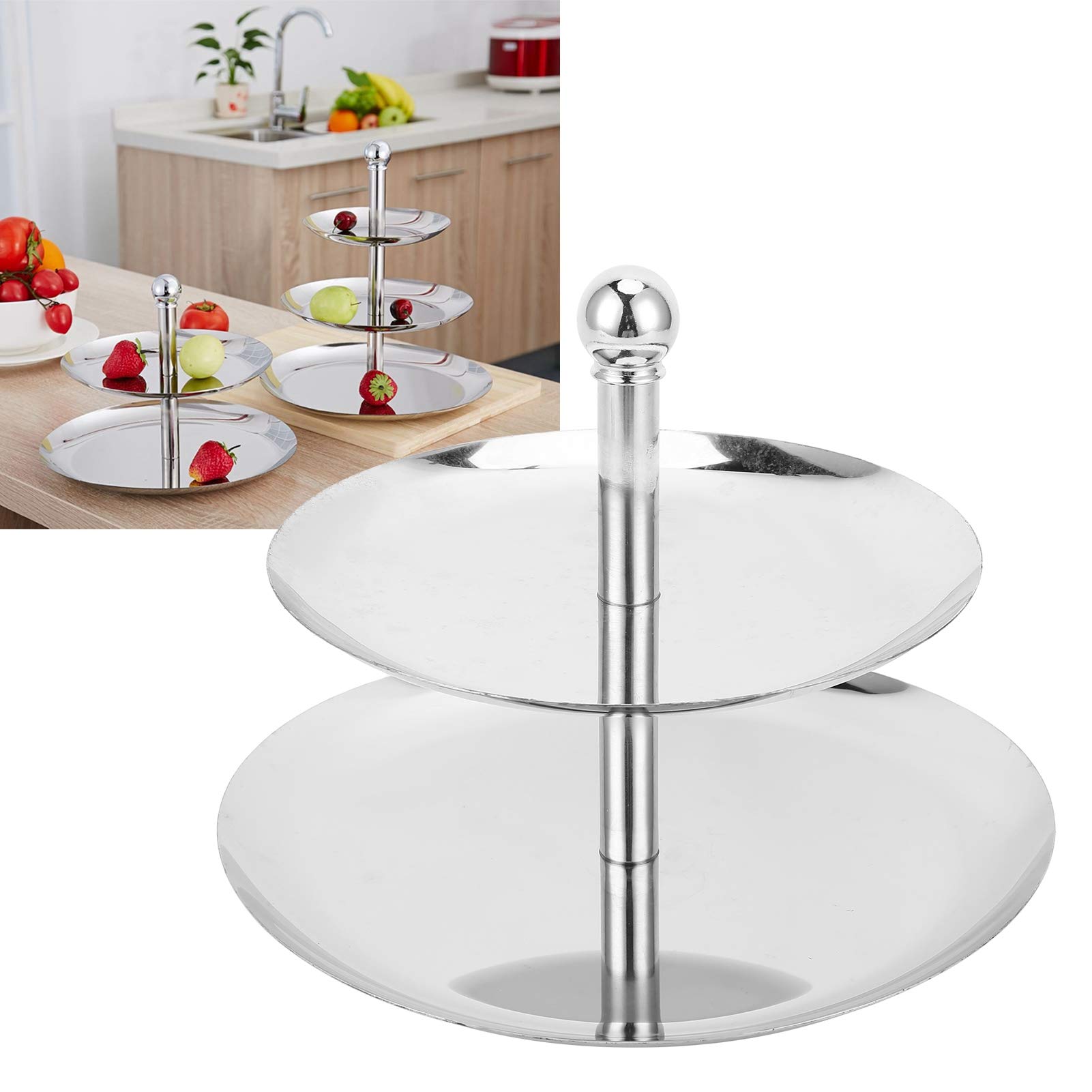 Soporte para Pastel de Acero Inoxidable, Soporte para Cupcakes de Varios Niveles, Estante Expositor de postres de Gran Capacidad con 3 Platos para Servir en Fiestas, Resistente al (Doble Capa)