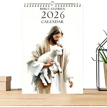 2026 Wall Calendar - 2026 Bible Story Religious Wall Calendar - Religious Jesus Hold Sheep Planner Art Home Decor for Men Women Holiday