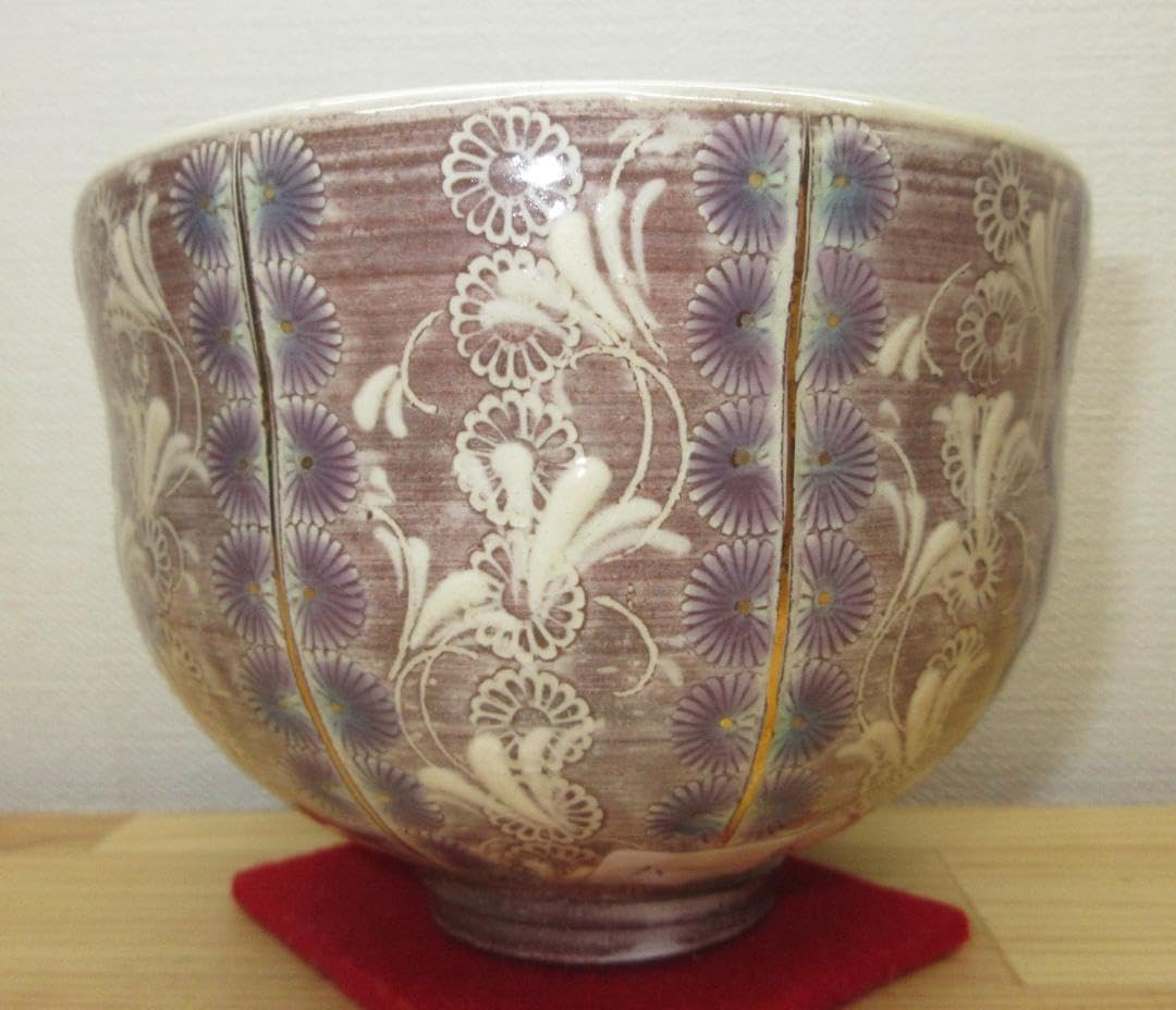 伊】紫彩華紋茶碗 森里陶楽
