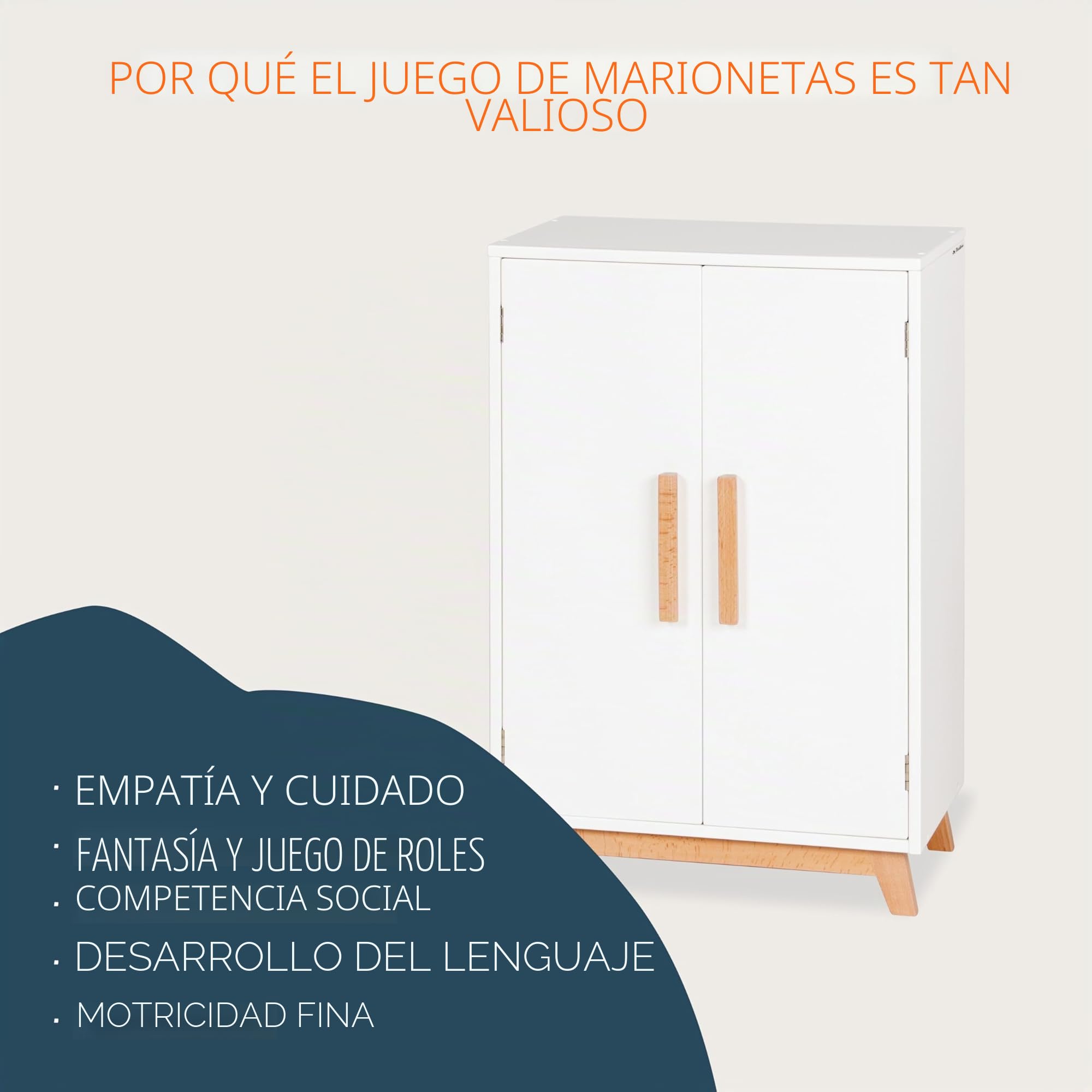 PINOLINO Armario para Muñeca 'Marit', on 1 estante, 1 barra de colgar y 3 perchas y juguetes para muñecas, blanco