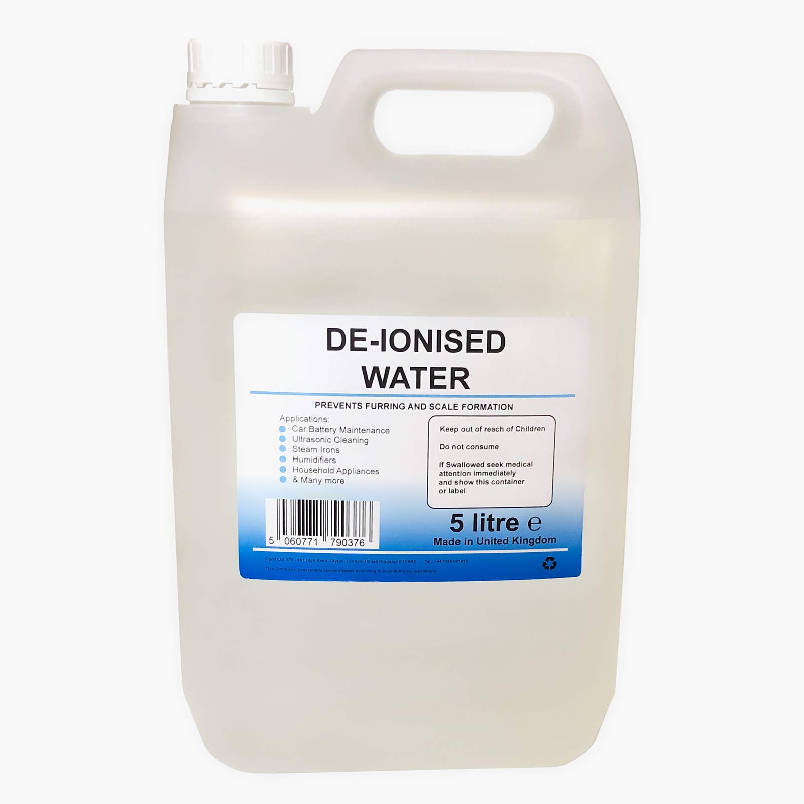 Sanitirex Protect Deionised Water 5l 5 litres for Steam Irons, Car Batteries, Humidifiers and Many More Pure De-ionised water