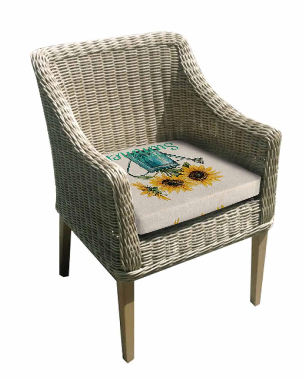 2 Pack Sunflower Waterproof Cushion Covers with Ties, Outdoor Patio Chaise Lounge Chair Seat Cushion Slip Covers Replacement(Only Cover) Hello Summer Farmhouse Floral Vintage Style 22