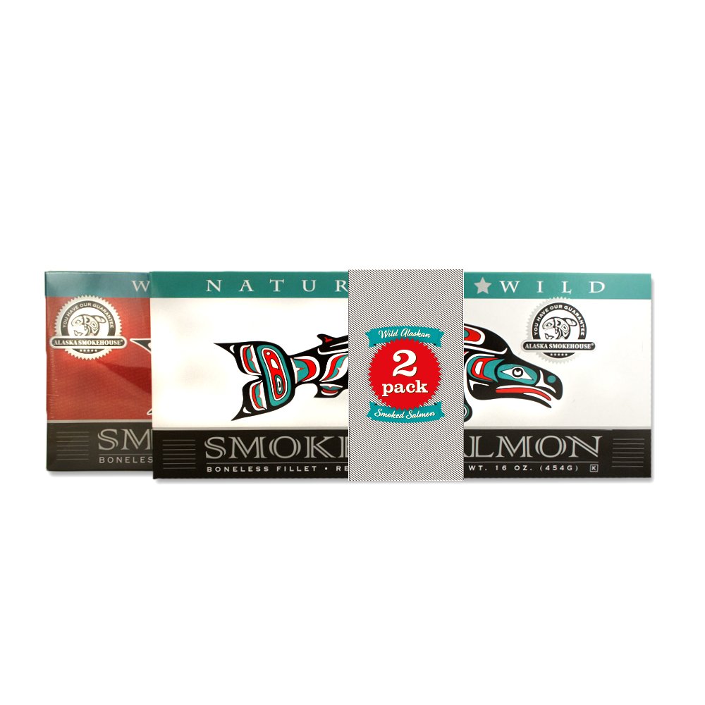 Alaska Smokehouse Smoked Salmon Duo in Foil Original, Sockeye, 32 Ounce
