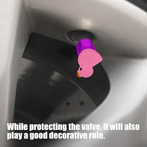 Miniatura 2 de GOOTHX Tapón de vástago de válvula de neumático, 4 piezas que brilla en la oscuridad, lindo tapón de válvula de neumático de patito, universal para