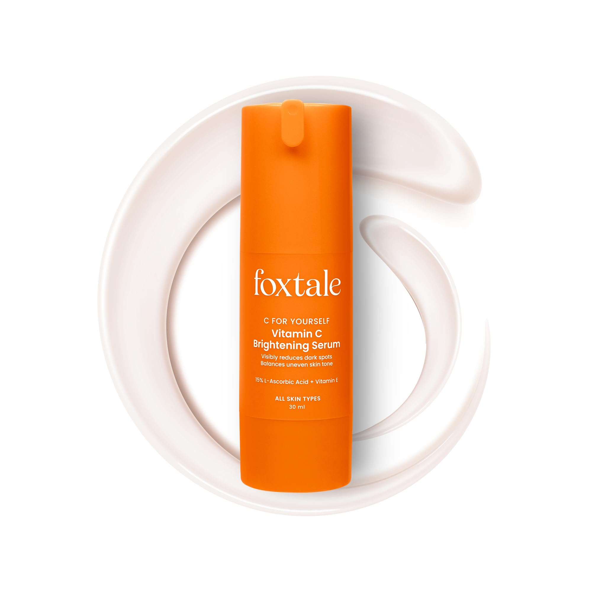 Foxtale 15% Vitamin C Face Serum for Glowing | Purest Vitamin C (L-Ascorbic Acid) with Vitamin E | Moisturizing for Sensitive Skin | All Types | Face for Men & Women | 30 ml