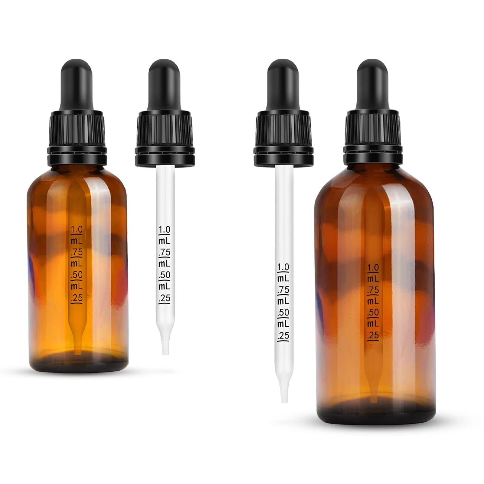 Braune Glas-Tropfflaschen 50ml - 2er-Pack mit Tropfern & Zubehör, Auslaufsicher für Ätherische Öle & Aromatherapie(100ml 8pcs)